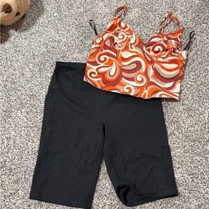 Forever 21 Orange, Brown & Cream Swirl Crop Top